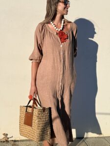 VESTIDO LA PLAGE CAMEL