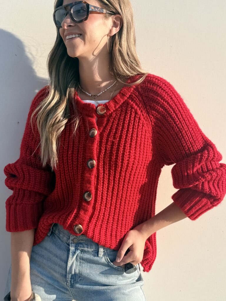 CARDIGAN BLANK LN RED