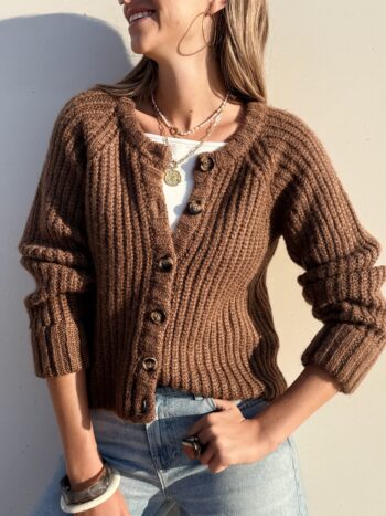 CARDIGAN BLANK LN BROWN